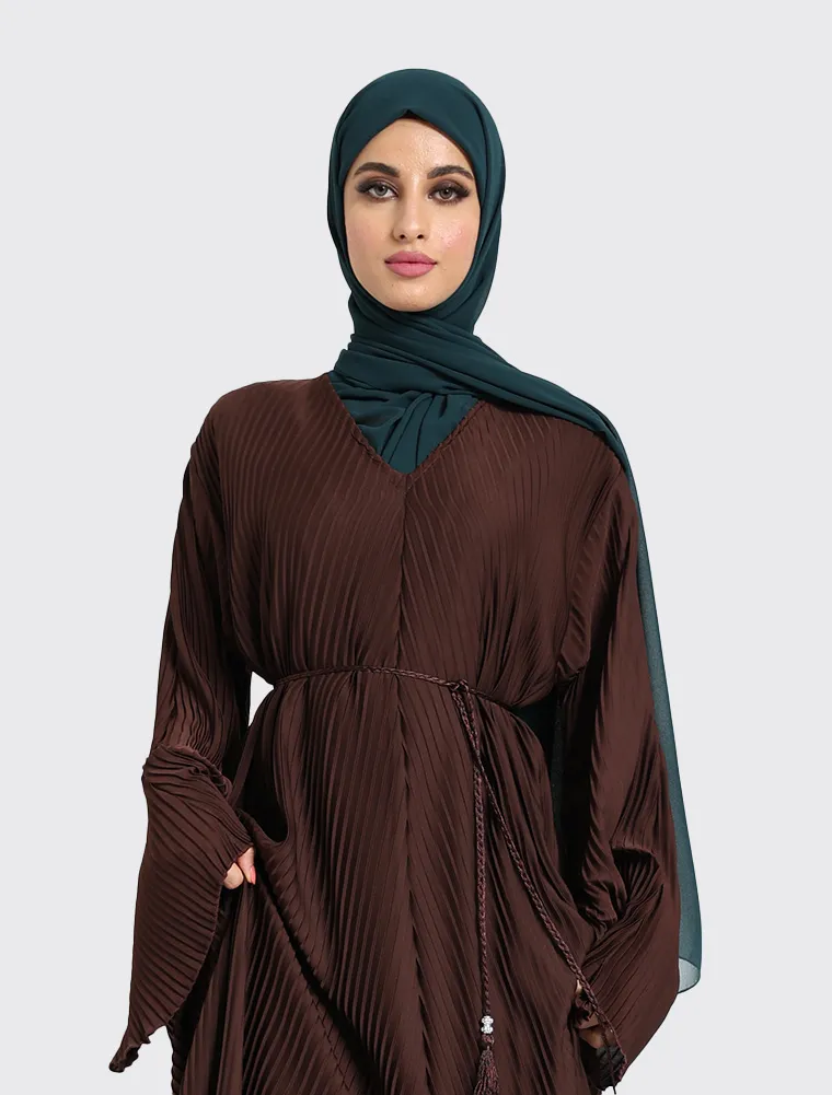 Chocolate Pleated Abaya